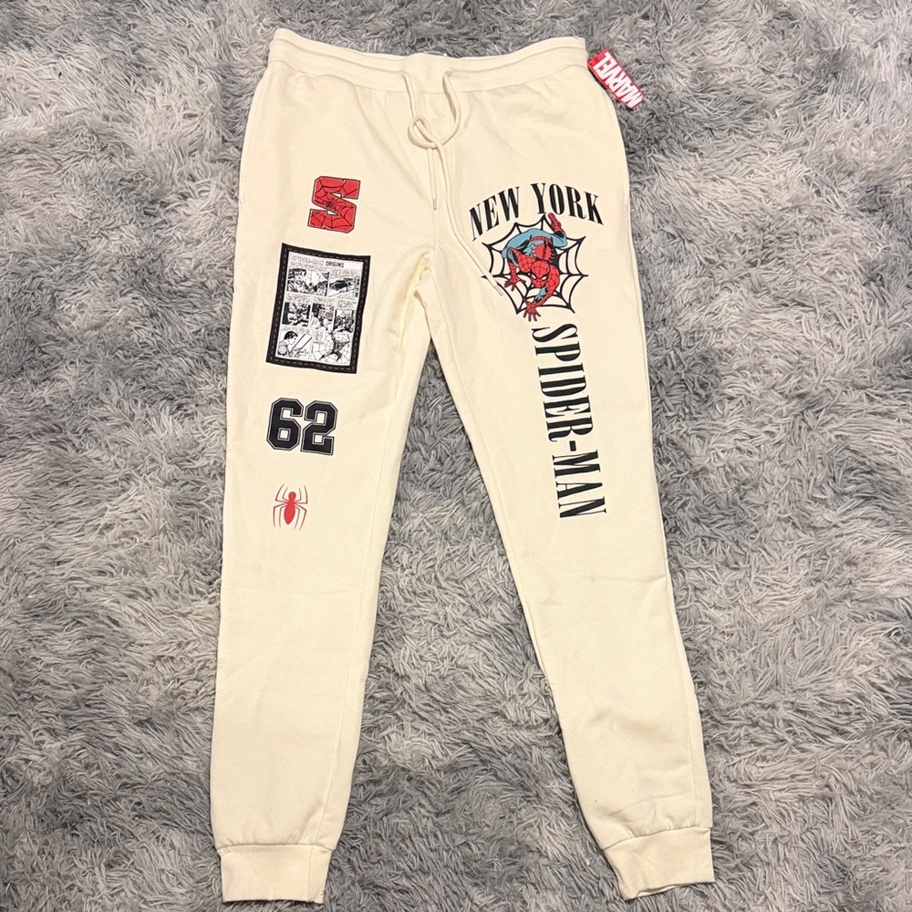 Spider Man Sweatpants Large Marvel Cream